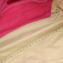 VALENTINO Studs Tote Bag Leather 2way Pink Gold Auth BA13295-11