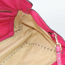 VALENTINO Studs Tote Bag Leather 2way Pink Gold Auth BA13295-20