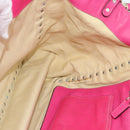 VALENTINO Studs Tote Bag Leather 2way Pink Gold Auth BA13295-21
