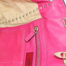 VALENTINO Studs Tote Bag Leather 2way Pink Gold Auth BA13295-22