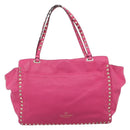 VALENTINO Studs Tote Bag Leather 2way Pink Gold Auth BA13295-2