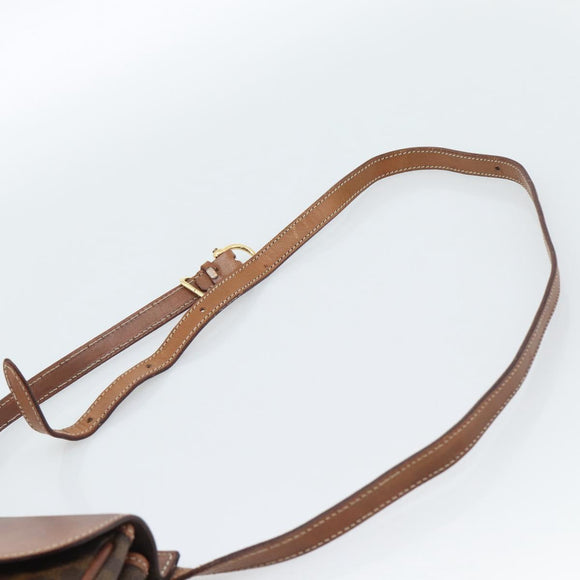 CELINE Macadam Canvas Shoulder Bag PVC Leather Brown Gold Auth BA13301