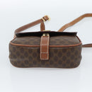 CELINE Macadam Canvas Shoulder Bag PVC Leather Brown Gold Auth BA13301-11