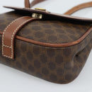 CELINE Macadam Canvas Shoulder Bag PVC Leather Brown Gold Auth BA13301-12