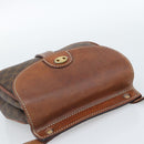 CELINE Macadam Canvas Shoulder Bag PVC Leather Brown Gold Auth BA13301-6