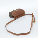 CELINE Macadam Canvas Shoulder Bag PVC Leather Brown Gold Auth BA13301-7