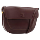 CARTIER Must Line Shoulder Bag Leather Bordeaux Gold Auth BA13302A-1
