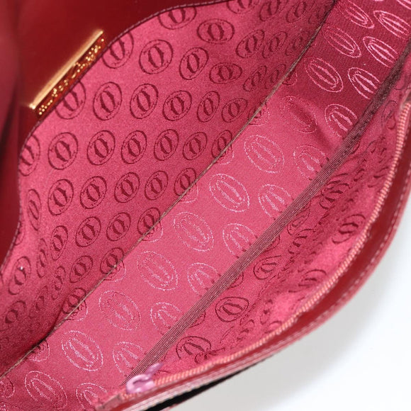 CARTIER Must Line Shoulder Bag Leather Bordeaux Gold Auth BA13302A