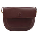 CARTIER Must Line Shoulder Bag Leather Bordeaux Gold Auth BA13302A-2
