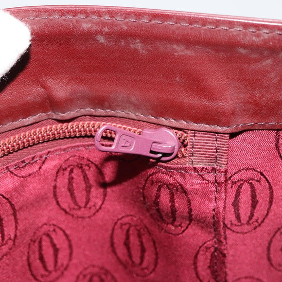 CARTIER Must Line Shoulder Bag Leather Bordeaux Gold Auth BA13302A
