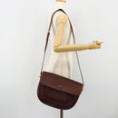 CARTIER Must Line Shoulder Bag Leather Bordeaux Gold Auth BA13302A-23