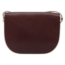 CARTIER Must Line Shoulder Bag Leather Bordeaux Gold Auth BA13302A-3