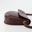 CARTIER Must Line Shoulder Bag Leather Bordeaux Gold Auth BA13302A-4
