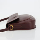 CARTIER Must Line Shoulder Bag Leather Bordeaux Gold Auth BA13302A-5