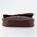 CARTIER Must Line Shoulder Bag Leather Bordeaux Gold Auth BA13302A-9