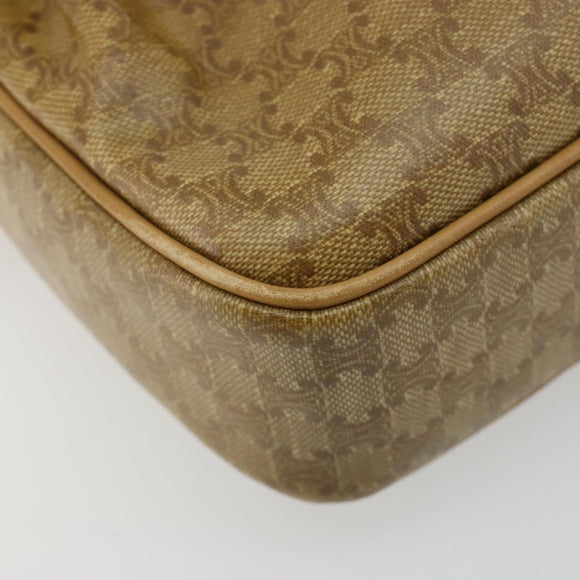 CELINE Macadam Canvas Schoudertas PVC Beige Goud Auth BA13304M