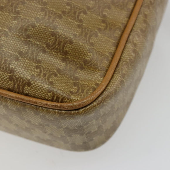 CELINE Macadam Canvas Schoudertas PVC Beige Goud Auth BA13304M