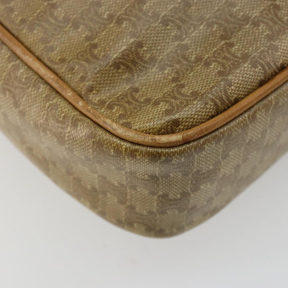 CELINE Macadam Canvas Schoudertas PVC Beige Goud Auth BA13304M