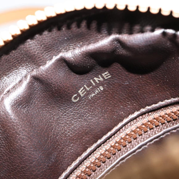 CELINE Macadam Canvas Schoudertas PVC Beige Goud Auth BA13304M