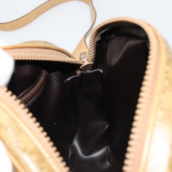 CELINE Macadam Canvas Schoudertas PVC Beige Goud Auth BA13304M