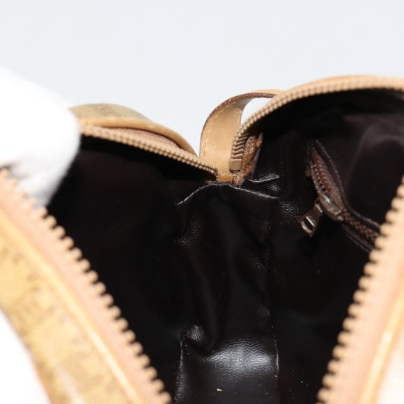 CELINE Macadam Canvas Schoudertas PVC Beige Goud Auth BA13304M