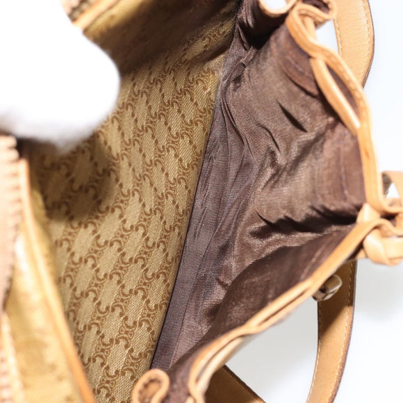 CELINE Macadam Canvas Schoudertas PVC Beige Goud Auth BA13304M