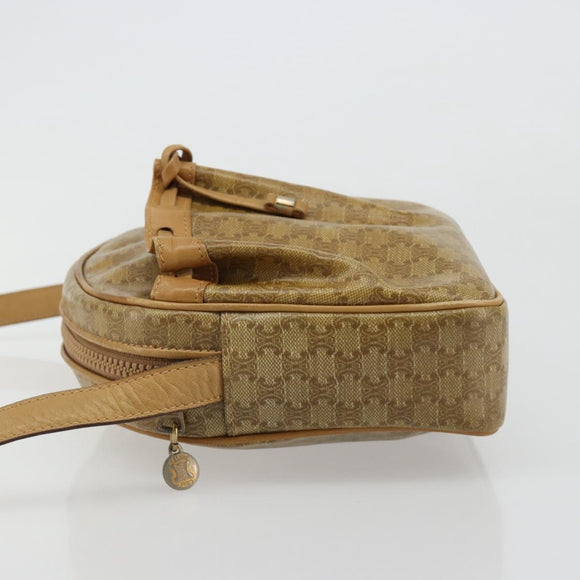 CELINE Macadam Canvas Schoudertas PVC Beige Goud Auth BA13304M