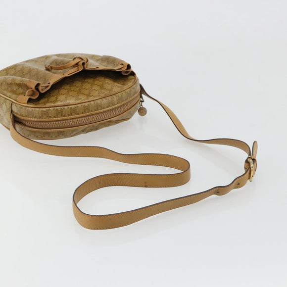 CELINE Macadam Canvas Schoudertas PVC Beige Goud Auth BA13304M
