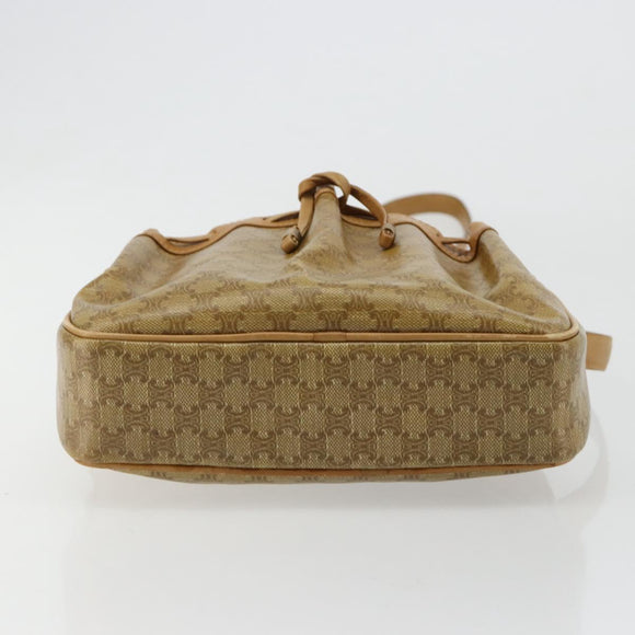 CELINE Macadam Canvas Schoudertas PVC Beige Goud Auth BA13304M