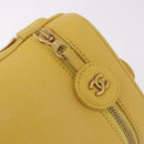CHANEL Vanity Hand Bag Caviar Skin Yellow Gold CC Auth BA13305V-14