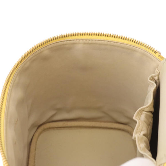 CHANEL Vanity Hand Bag Caviar Skin Yellow Gold CC Auth BA13305V
