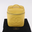 CHANEL Vanity Hand Bag Caviar Skin Yellow Gold CC Auth BA13305V-23