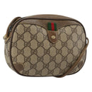 GUCCI GG Supreme Web Sherry Line Bag PVC Beige Gold 89 02 066 Auth BA13306-1