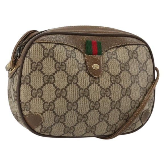 GUCCI GG Supreme Web Sherry Line Bag PVC Beige Gold 89 02 066 Auth BA13306