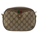 GUCCI GG Supreme Web Sherry Line Bag PVC Beige Gold 89 02 066 Auth BA13306-13