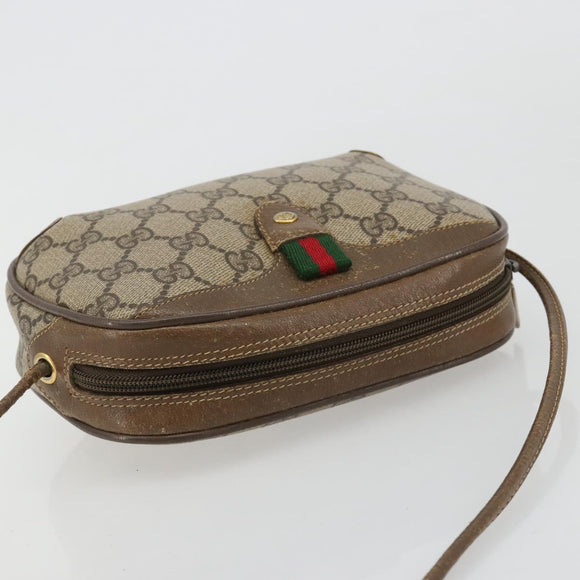GUCCI GG Supreme Web Sherry Line Bag PVC Beige Gold 89 02 066 Auth BA13306