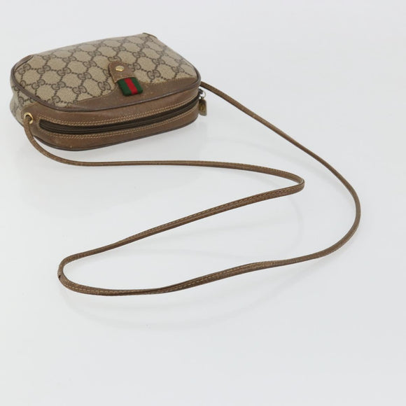 GUCCI GG Supreme Web Sherry Line Bag PVC Beige Gold 89 02 066 Auth BA13306