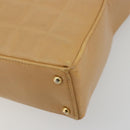 CHANEL Choco Bar Tote Bag Lamb Skin Beige Gold CC Auth BA13309-10