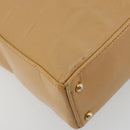 CHANEL Choco Bar Tote Bag Lamb Skin Beige Gold CC Auth BA13309-13
