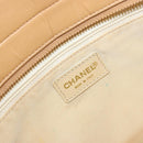 CHANEL Choco Bar Tote Bag Lamb Skin Beige Gold CC Auth BA13309-16
