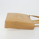 CHANEL Choco Bar Tote Bag Lamb Skin Beige Gold CC Auth BA13309-4