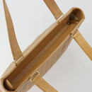 CHANEL Choco Bar Tote Bag Lamb Skin Beige Gold CC Auth BA13309-6