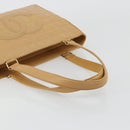 CHANEL Choco Bar Tote Bag Lamb Skin Beige Gold CC Auth BA13309-7