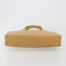 CHANEL Choco Bar Tote Bag Lamb Skin Beige Gold CC Auth BA13309-9