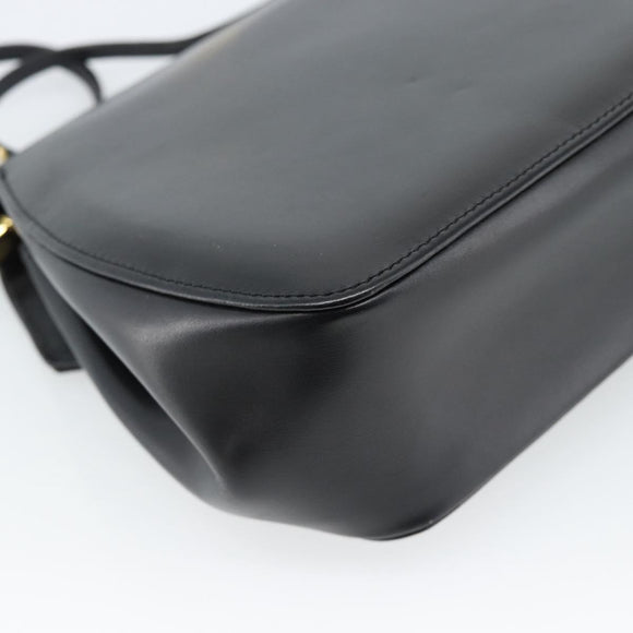 Gianni Versace Schultertasche Leder Schwarz Gold Auth BA13310A