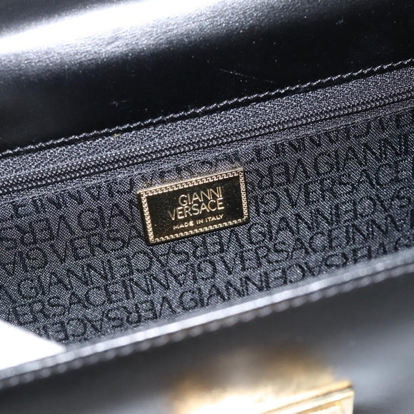 Gianni Versace Schultertasche Leder Schwarz Gold Auth BA13310A