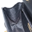 Gianni Versace Schultertasche Leder Schwarz Gold Auth BA13310A-18