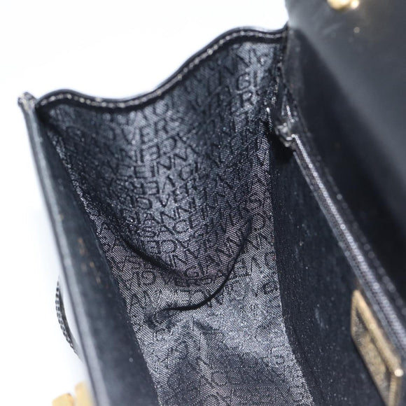 Gianni Versace Schultertasche Leder Schwarz Gold Auth BA13310A