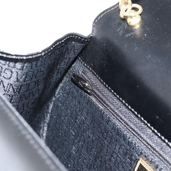 Gianni Versace Schultertasche Leder Schwarz Gold Auth BA13310A