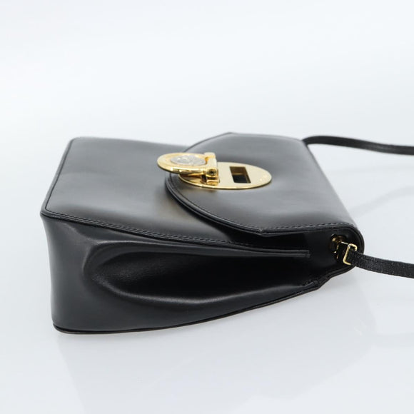 Gianni Versace Schultertasche Leder Schwarz Gold Auth BA13310A